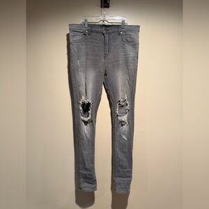 Oro Los Angeles grey Distressed knee skinny Jean